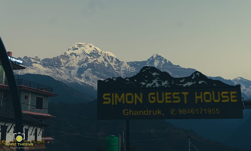 Morning view of Annapurna Mountain from Simon Guest House Ghandruk